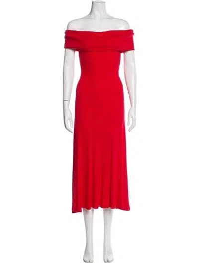 Pre-owned Mara Hoffman Off-the-shoulder Long Dress In Red
