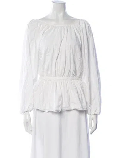 Pre-owned Mara Hoffman Off-the-shoulder Long Sleeve Blouse In White