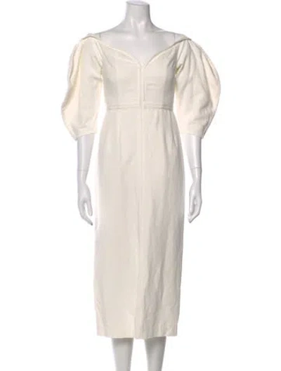 Pre-owned Mara Hoffman Off-the-shoulder Midi Length Dress In White