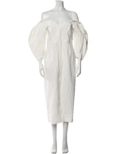 Pre-owned Mara Hoffman Off-the-shoulder Midi Length Dress In White
