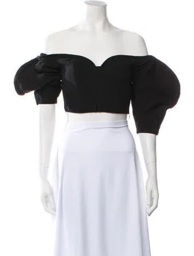 Pre-owned Mara Hoffman Off-the-shoulder Short Sleeve Crop Top In Blue