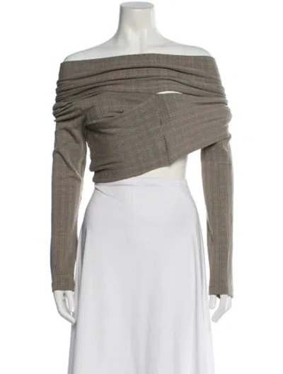 Pre-owned Mara Hoffman Off-the-shoulder Sweater In Green