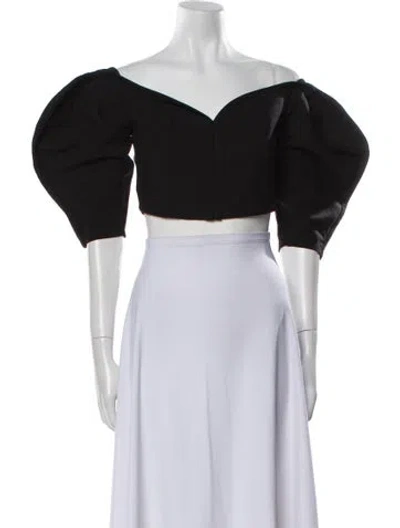 Pre-owned Mara Hoffman Off-the-shoulder Three-quarter Sleeve Crop Top In Black