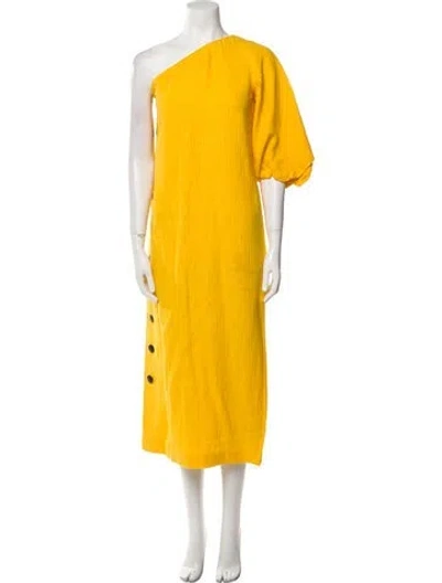 Pre-owned Mara Hoffman One-shoulder Long Dress In Yellow