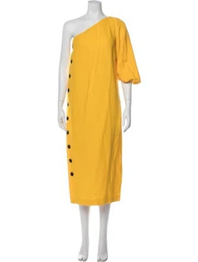 Pre-owned Mara Hoffman One-shoulder Long Dress In Yellow