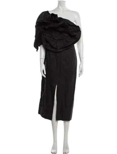 Pre-owned Mara Hoffman One-shoulder Midi Length Dress In Black