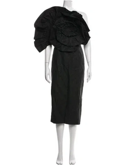 Pre-owned Mara Hoffman One-shoulder Midi Length Dress In Black