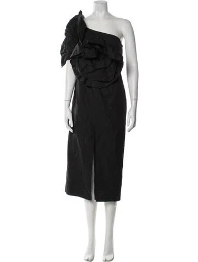 Pre-owned Mara Hoffman One-shoulder Midi Length Dress In Blue