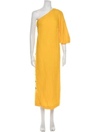Pre-owned Mara Hoffman One-shoulder Midi Length Dress In Orange