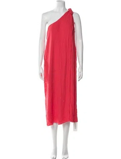 Pre-owned Mara Hoffman One-shoulder Midi Length Dress In Red