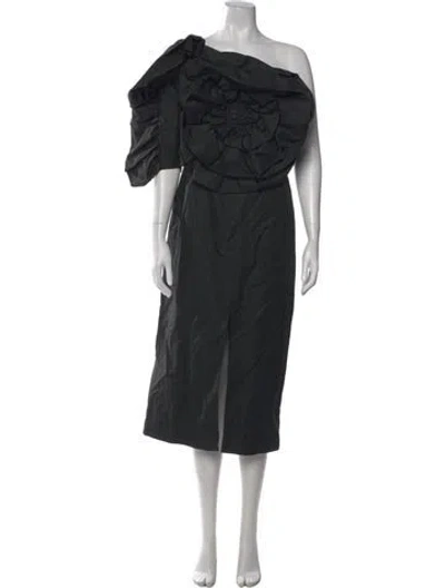 Pre-owned Mara Hoffman One-shoulder Midi Length Dress W/ Tags In Black