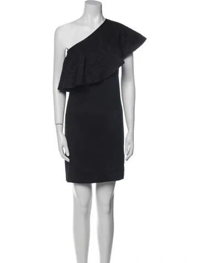 Pre-owned Mara Hoffman One-shoulder Mini Dress In Black