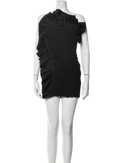 Pre-owned Mara Hoffman One-shoulder Mini Dress In Black