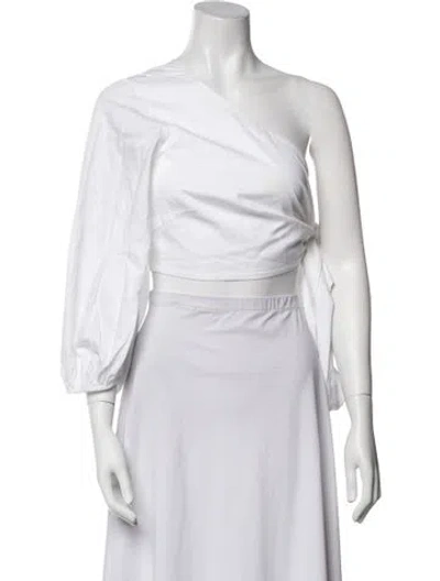 Pre-owned Mara Hoffman One-shoulder Three-quarter Sleeve Crop Top In White
