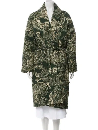 Pre-owned Mara Hoffman Paisley Print Faux Fur Coat In Green