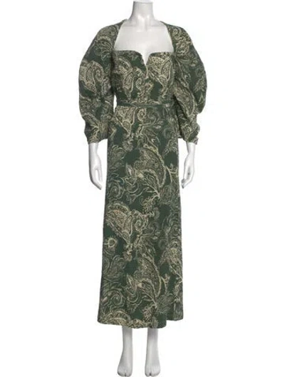 Pre-owned Mara Hoffman Paisley Print Long Dress In Green