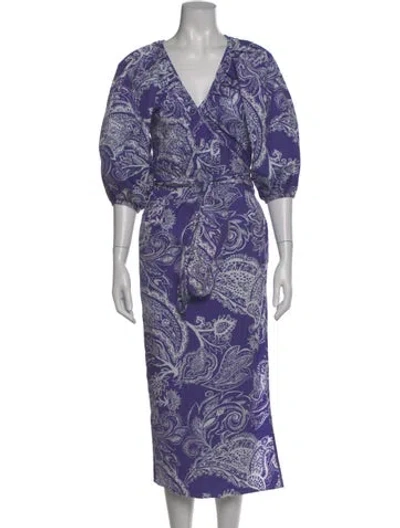 Pre-owned Mara Hoffman Paisley Print Long Dress In Purple