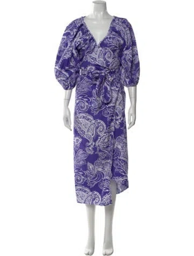 Pre-owned Mara Hoffman Paisley Print Long Dress In Purple