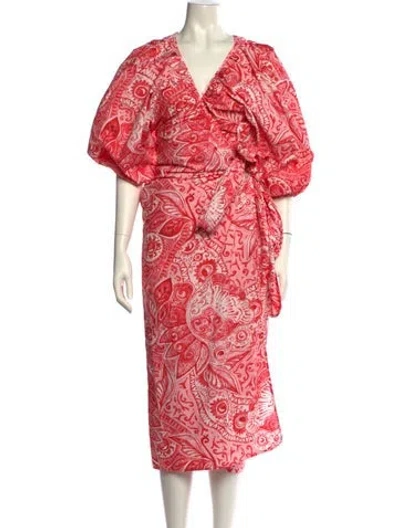 Pre-owned Mara Hoffman Paisley Print Long Dress In Red