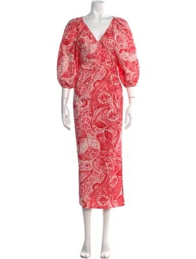 Pre-owned Mara Hoffman Paisley Print Long Dress In Red