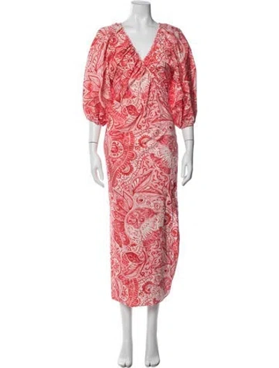 Pre-owned Mara Hoffman Paisley Print Long Dress In Red
