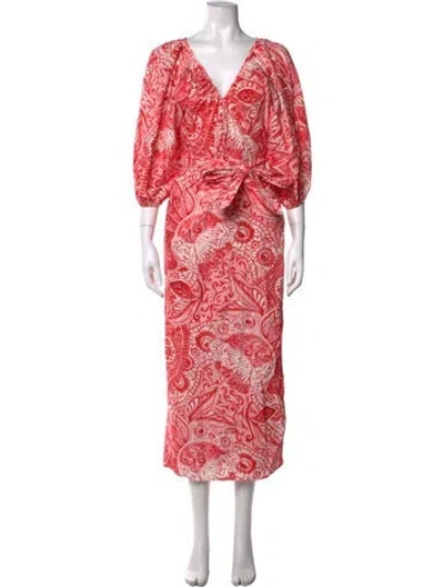 Pre-owned Mara Hoffman Paisley Print Long Dress In Red