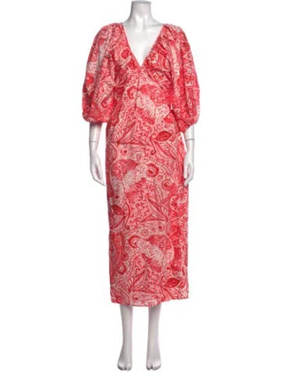 Pre-owned Mara Hoffman Paisley Print Long Dress In Red