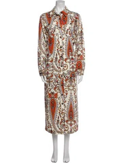 Pre-owned Mara Hoffman Paisley Print Long Dress In White