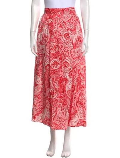Pre-owned Mara Hoffman Paisley Print Long Skirt In Red/white