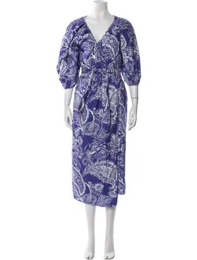 Pre-owned Mara Hoffman Paisley Print Midi Length Dress W/ Tags In Purple