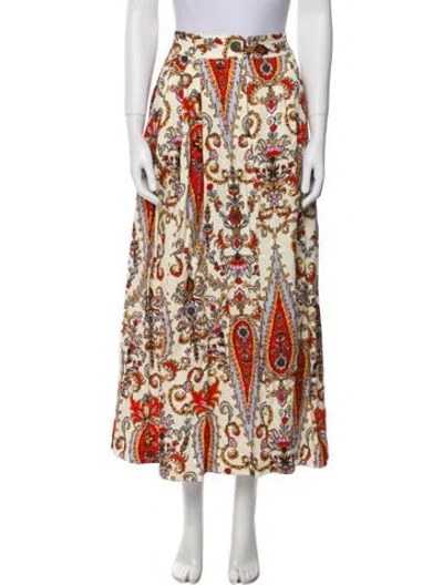 Pre-owned Mara Hoffman Paisley Print Midi Length Skirt In White