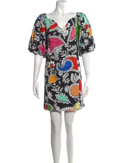 Pre-owned Mara Hoffman Paisley Print Mini Dress In Black