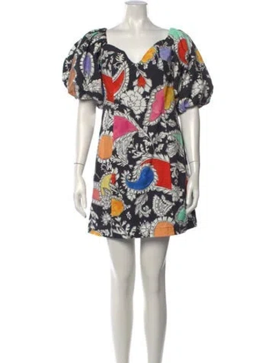 Pre-owned Mara Hoffman Paisley Print Mini Dress In Black