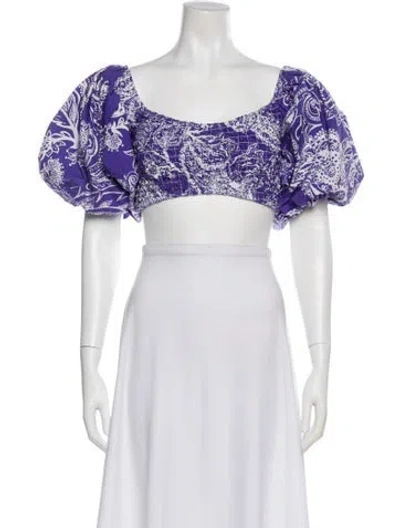 Pre-owned Mara Hoffman Paisley Print Square Neckline Crop Top In Purple