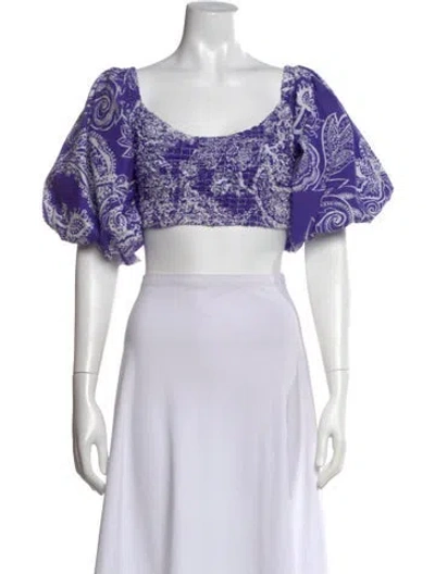 Pre-owned Mara Hoffman Paisley Print Square Neckline Crop Top In Purple