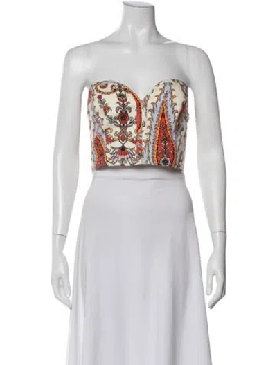 Pre-owned Mara Hoffman Paisley Print Strapless Crop Top In Neutral