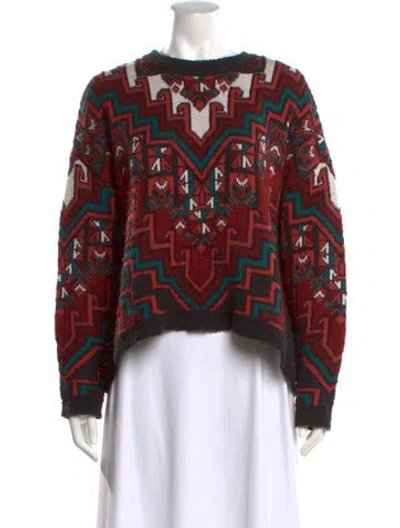 Pre-owned Mara Hoffman Patterned Crew Neck Sweater In Red