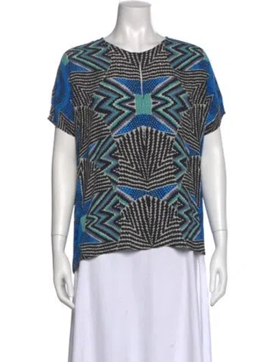 Pre-owned Mara Hoffman Patterned Crew Neck Top In Blue