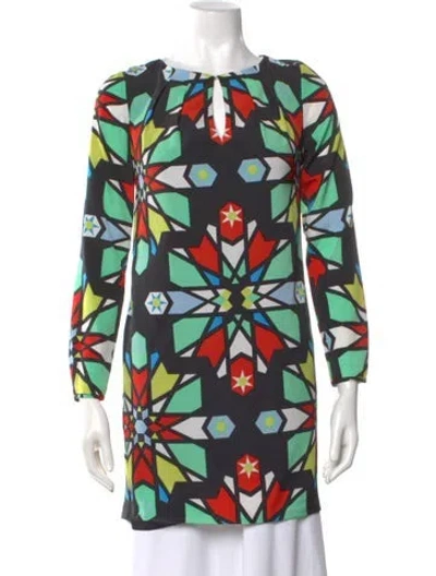 Pre-owned Mara Hoffman Patterned Crew Neck Top In Green