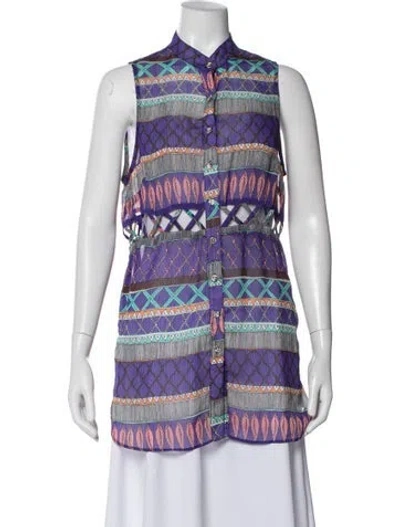Pre-owned Mara Hoffman Patterned Cutout Accent Cover-up In Purple