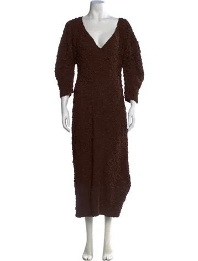 Pre-owned Mara Hoffman Patterned Long Dress In Brown