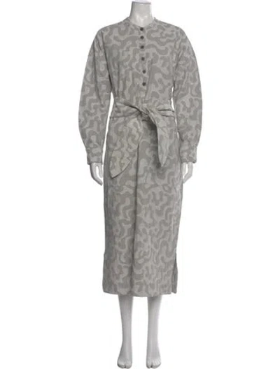 Pre-owned Mara Hoffman Patterned Long Dress In Gray