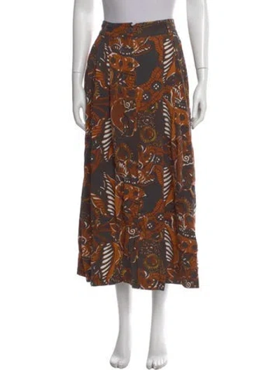 Pre-owned Mara Hoffman Patterned Long Skirt In Brown