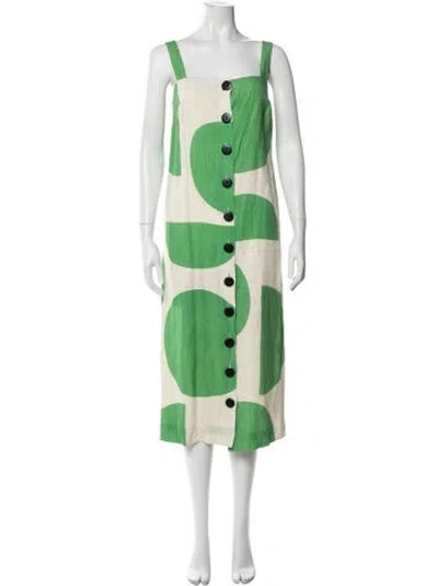 Pre-owned Mara Hoffman Patterned Midi Length Dress In Green