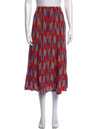 Pre-owned Mara Hoffman Patterned Midi Length Skirt In Red