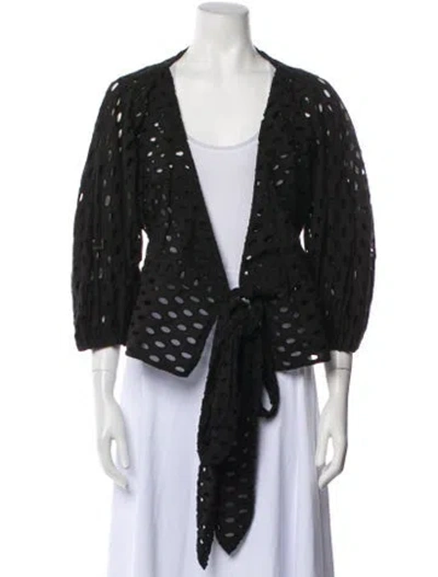 Pre-owned Mara Hoffman Patterned Open Front Crop Top In Black