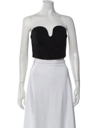 Pre-owned Mara Hoffman Patterned Plunge Neckline Crop Top In Black
