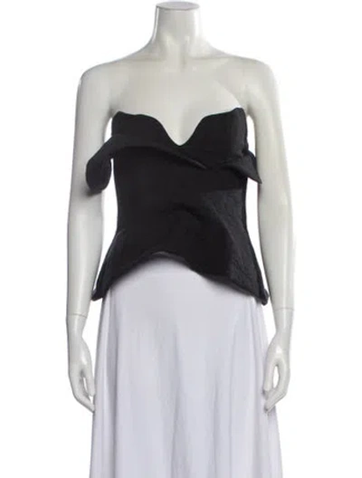 Pre-owned Mara Hoffman Patterned Strapless Top In Black