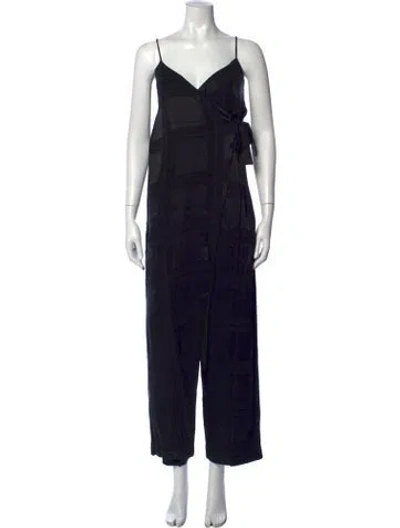 Pre-owned Mara Hoffman Patterned V-neck Jumpsuit In Black