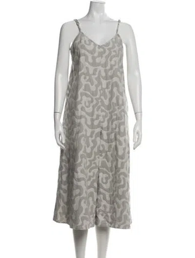 Pre-owned Mara Hoffman Patterned V-neck Jumpsuit In Grey